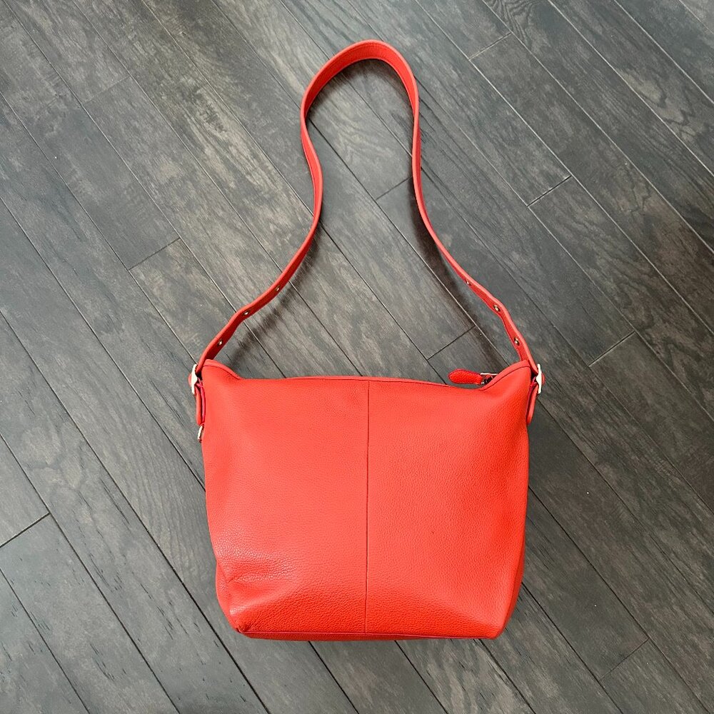 Coach Large Orange-Red Leather Shoulder Bag 35775 - Picture 6 of 16